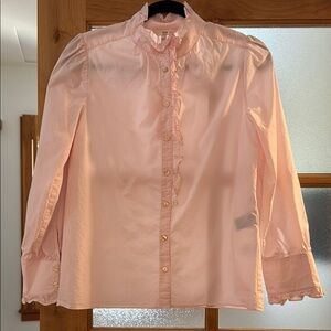 Rebecca Taylor Pink Ruffled Button-Up Blouse